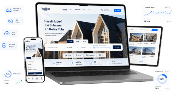 Webioo tarafından tasarlanan kurumsal web sitesi arayüzü