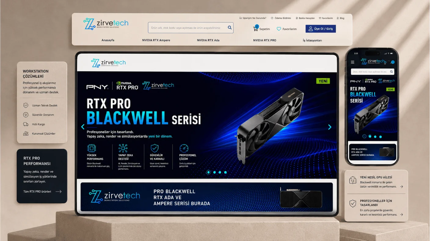 Zirve Grup Bilgisayar üst segment ekran kartı ve iş istasyonu e-ticaret sitesi vaka analizi