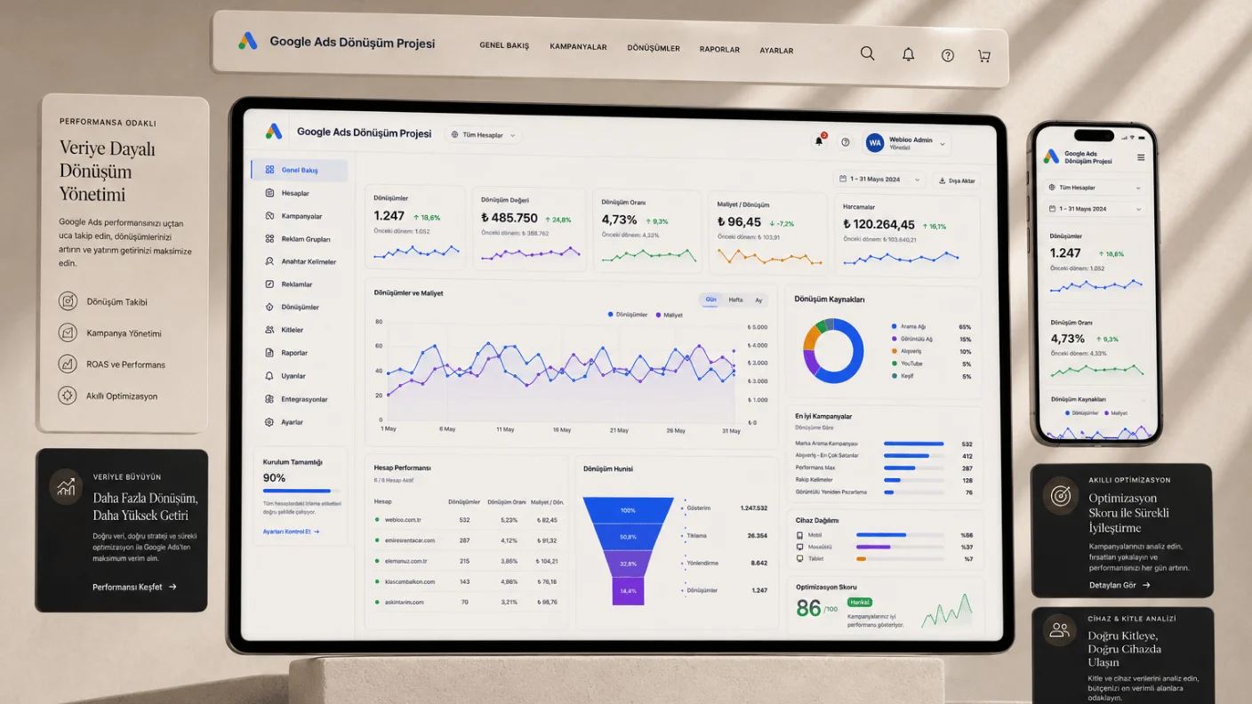 Google Ads Dönüşüm Projesi İnternet Reklamcılığı projesinden seçilmiş görünüm