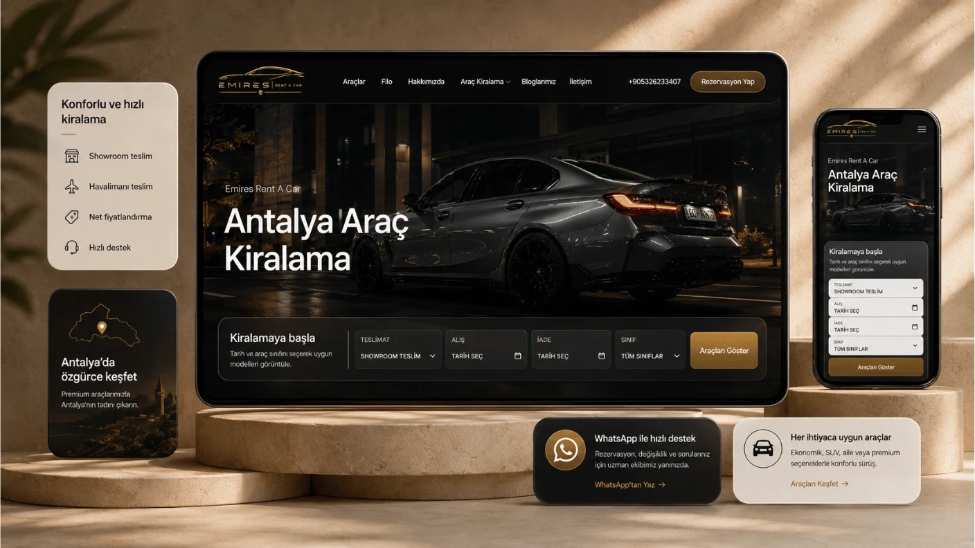 Emires Rent a Car Antalya araç kiralama platformu, SEO ve reklam yönetimi vaka analizi