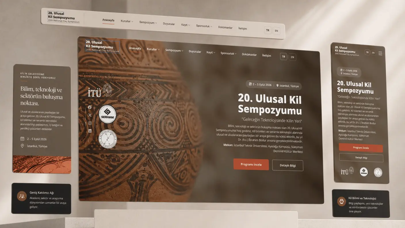 İTÜ Kil Sempozyumu web sitesi arayüzünden seçilmiş görünüm