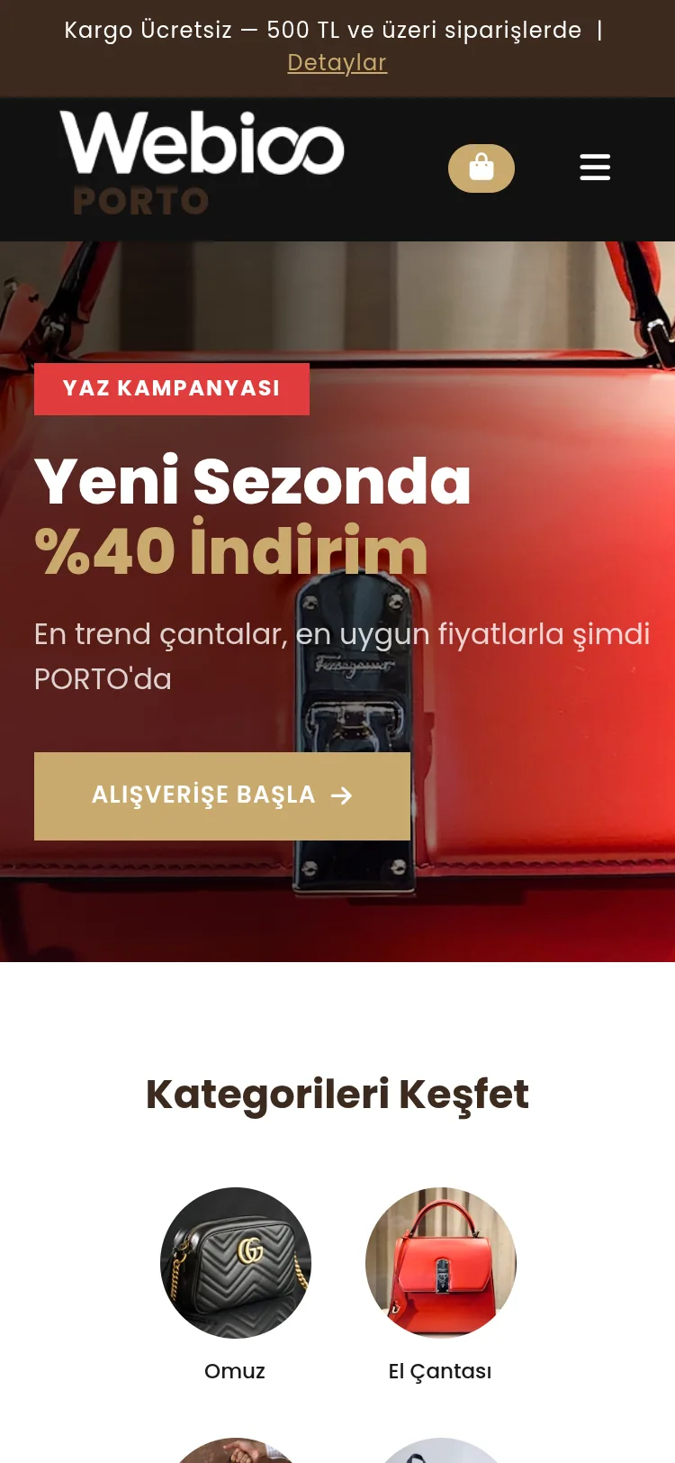 Çanta & Aksesuar E-Ticaret #2 - Mobil Gorunum