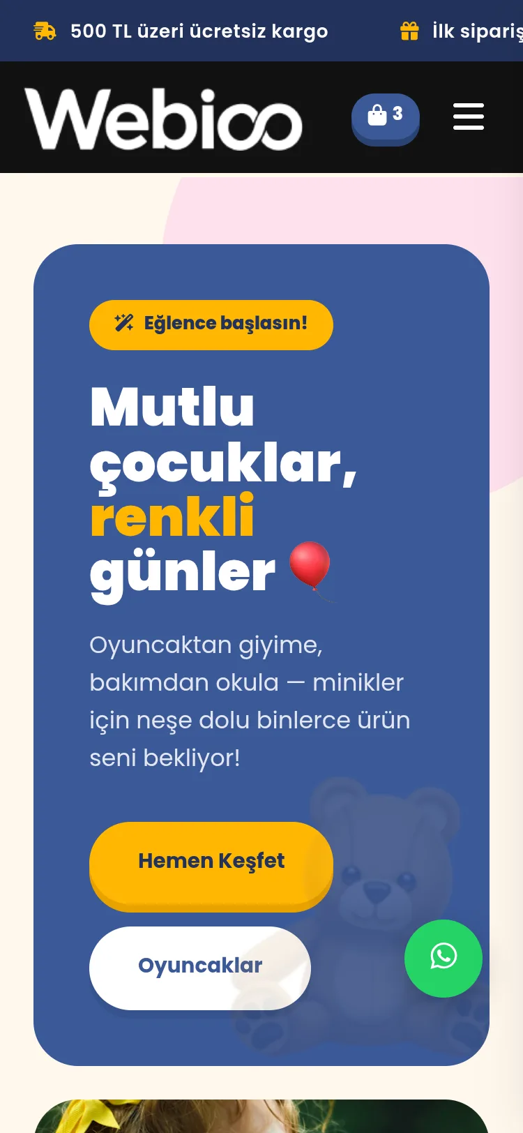 Çocuk & Bebek E-Ticaret #3 - Mobil Gorunum
