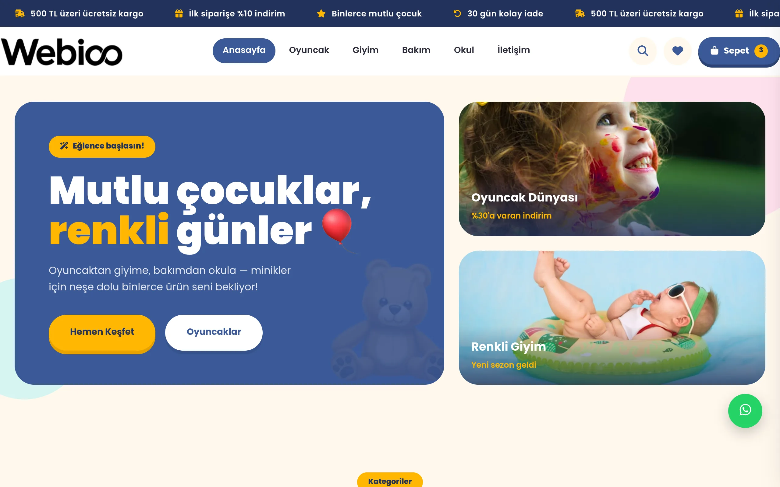 Çocuk & Bebek E-Ticaret #3 - Masaustu Gorunum