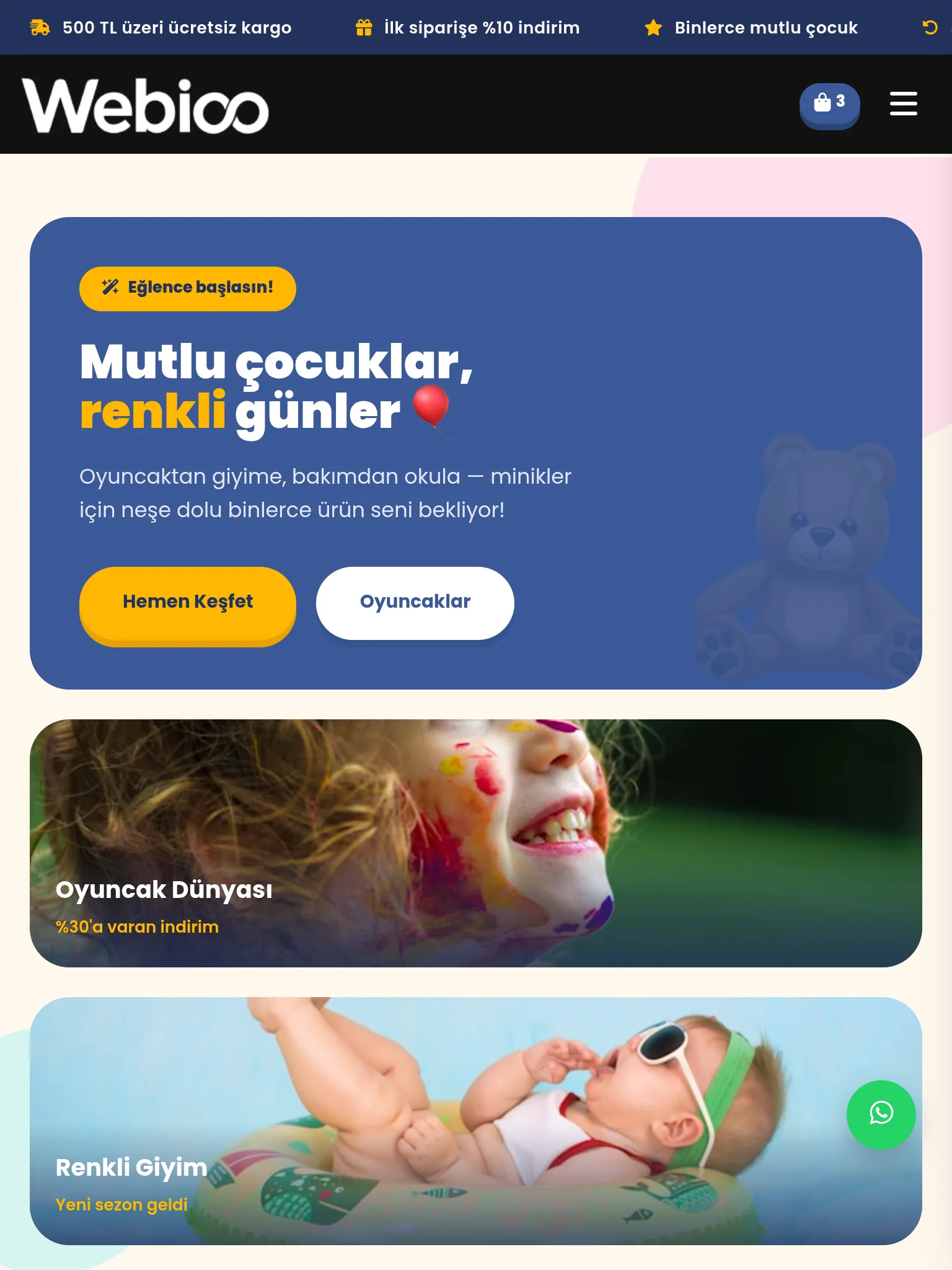 Çocuk & Bebek E-Ticaret #3 - Tablet Gorunum