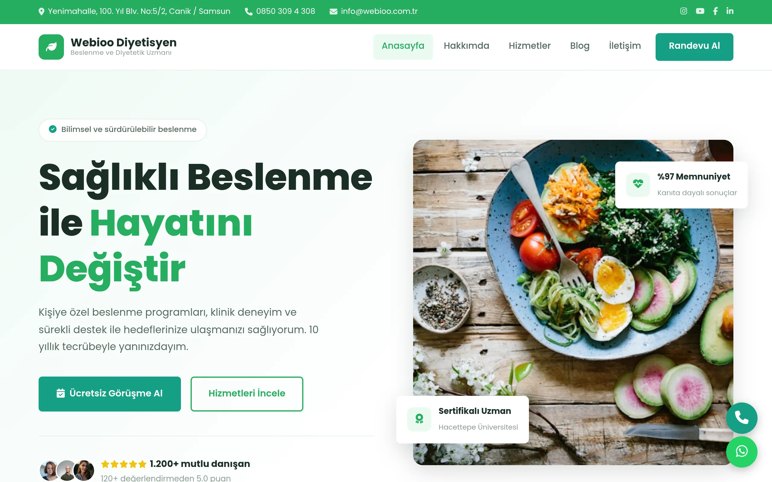 Diyetisyen & Beslenme Şablonu #1 - Masaustu Gorunum