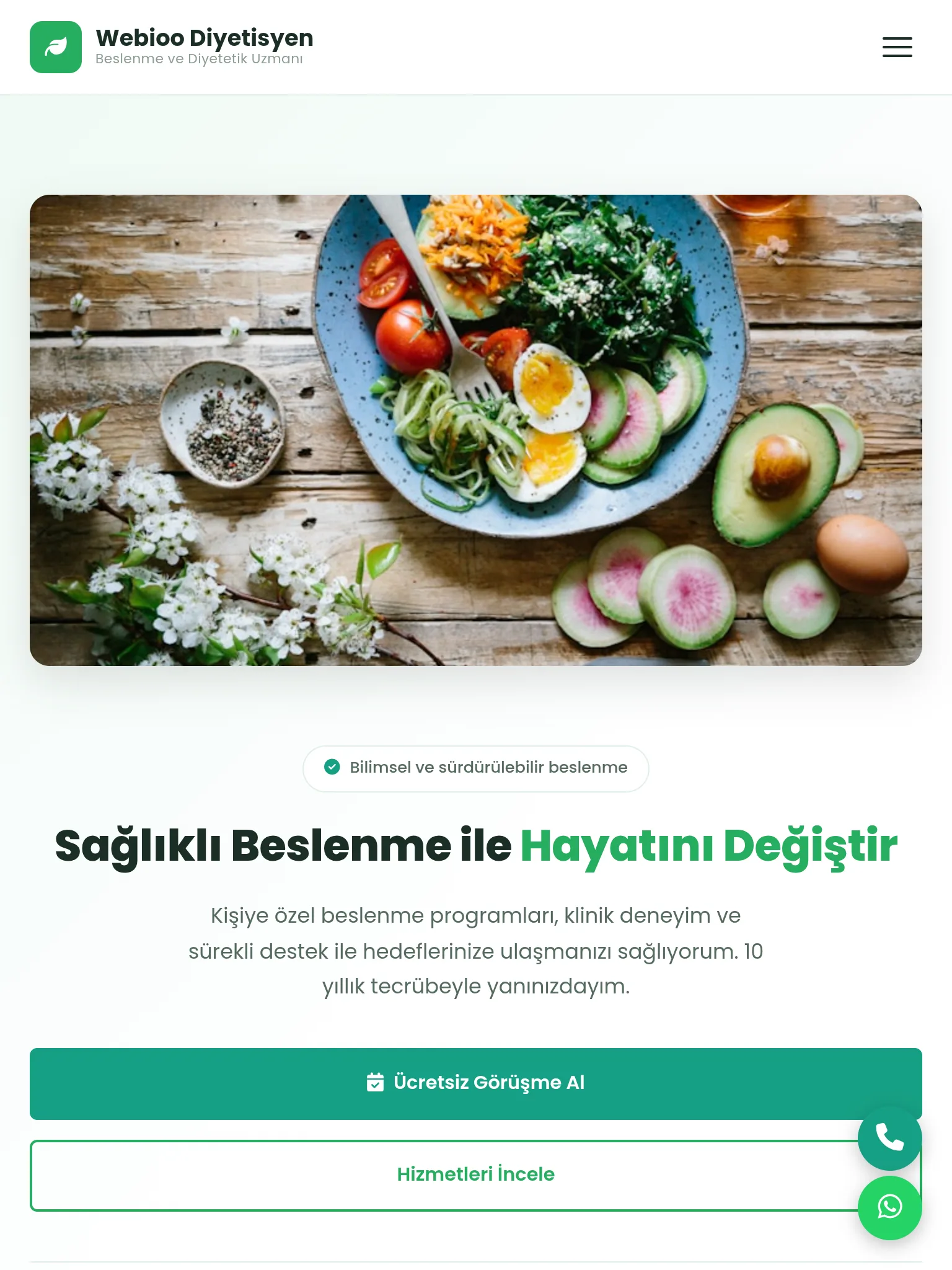 Diyetisyen & Beslenme Şablonu #1 - Tablet Gorunum