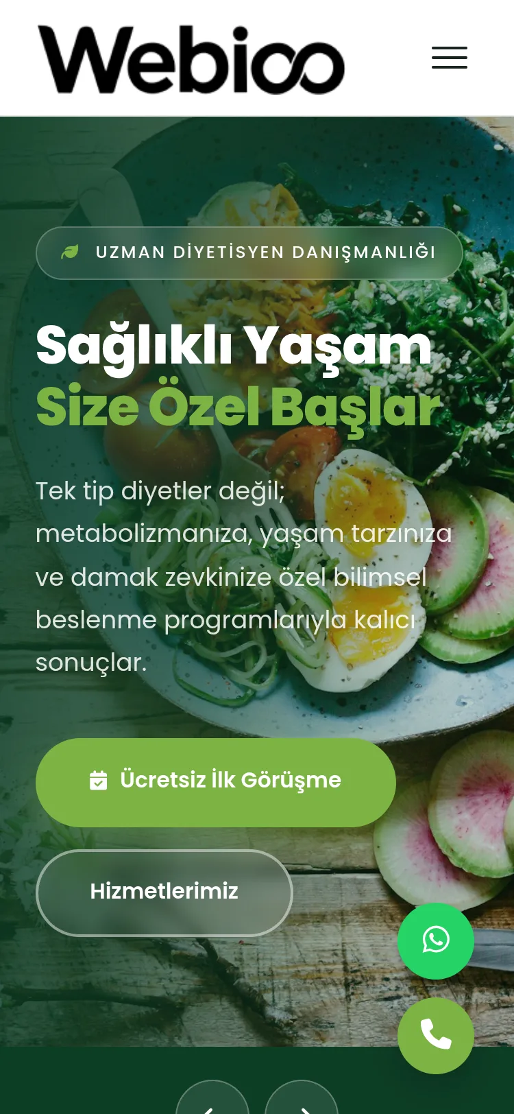 Diyetisyen & Beslenme Şablonu #2 - Mobil Gorunum
