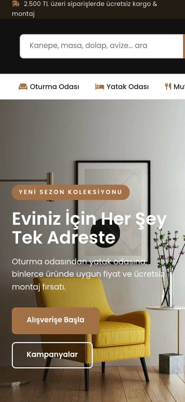 Mobilya & Dekorasyon E-Ticaret #1 - Mobil Gorunum
