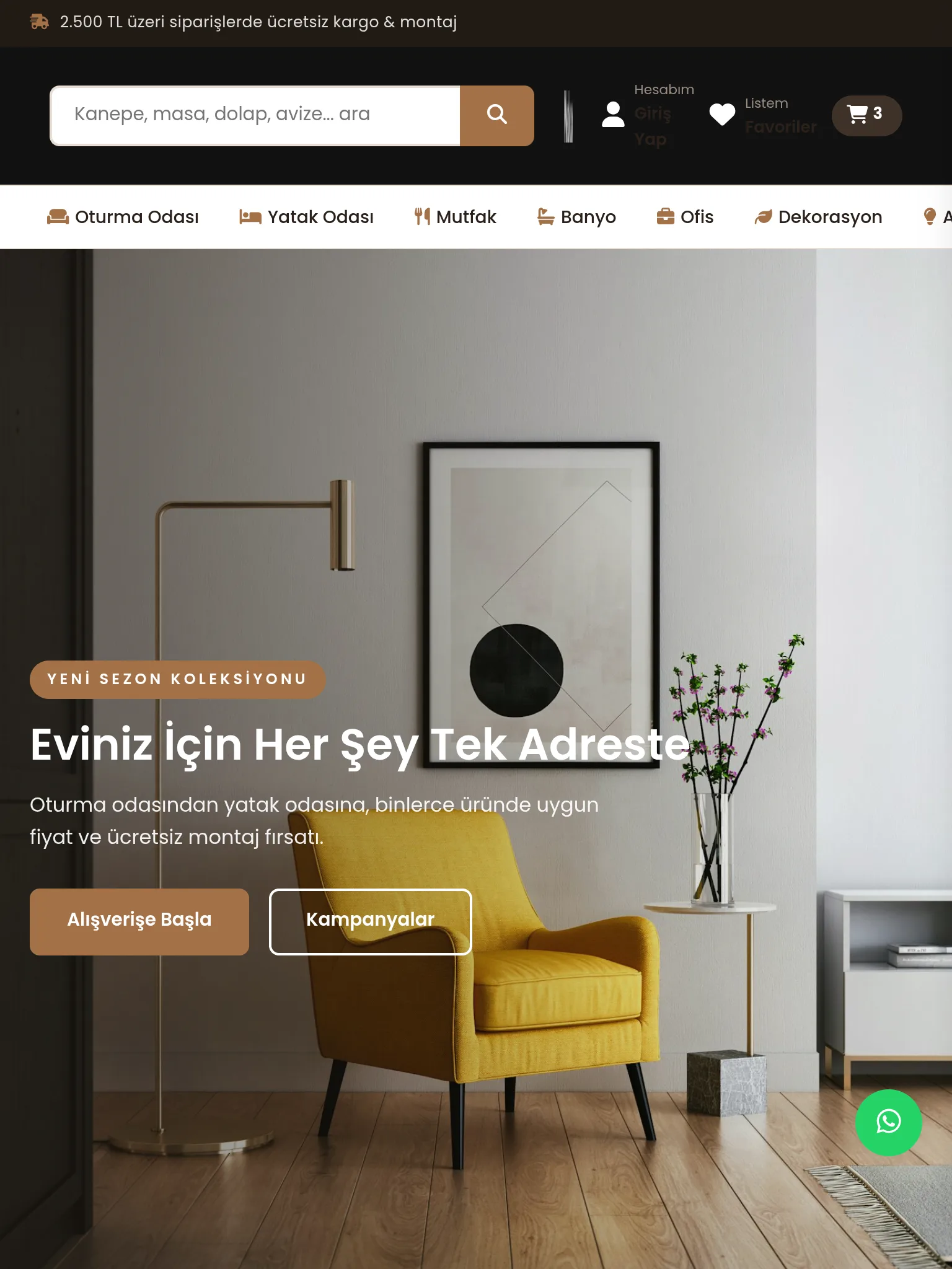 Mobilya & Dekorasyon E-Ticaret #1 - Tablet Gorunum