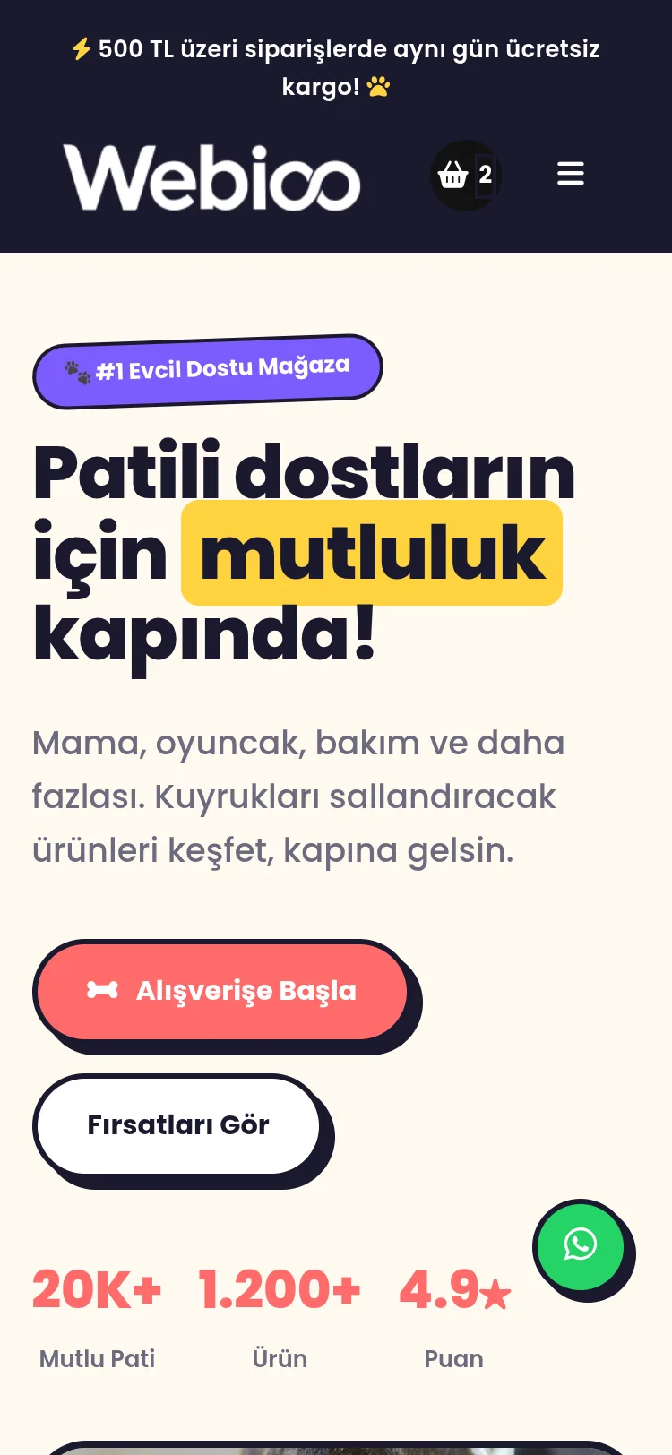 Pet Shop & Evcil Hayvan E-Ticaret #3 - Mobil Gorunum