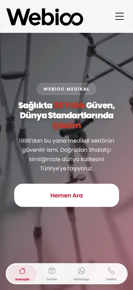 Webioo Sağlık Şablonu - Mobil Gorunum