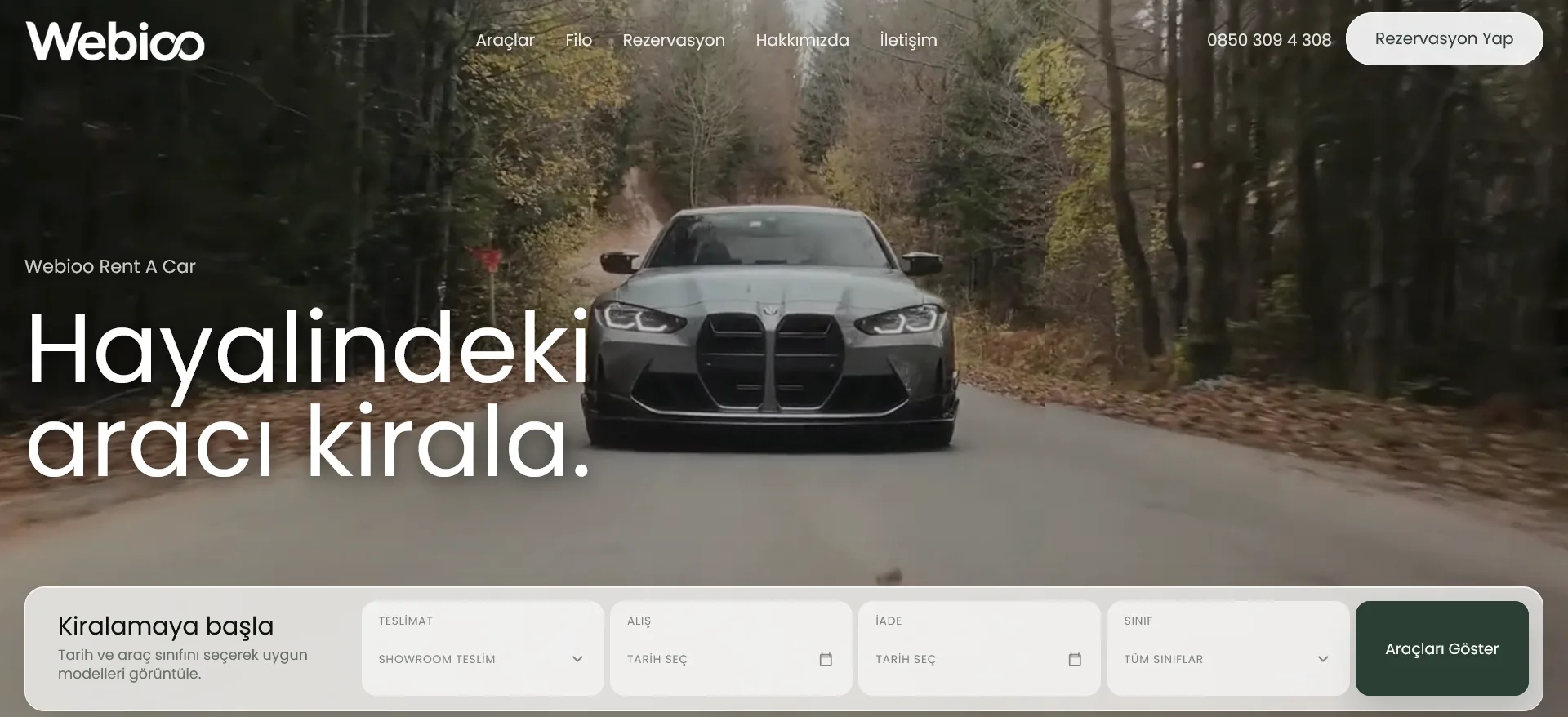 Webioo Rent A Car Şablonu - Masaustu Gorunum