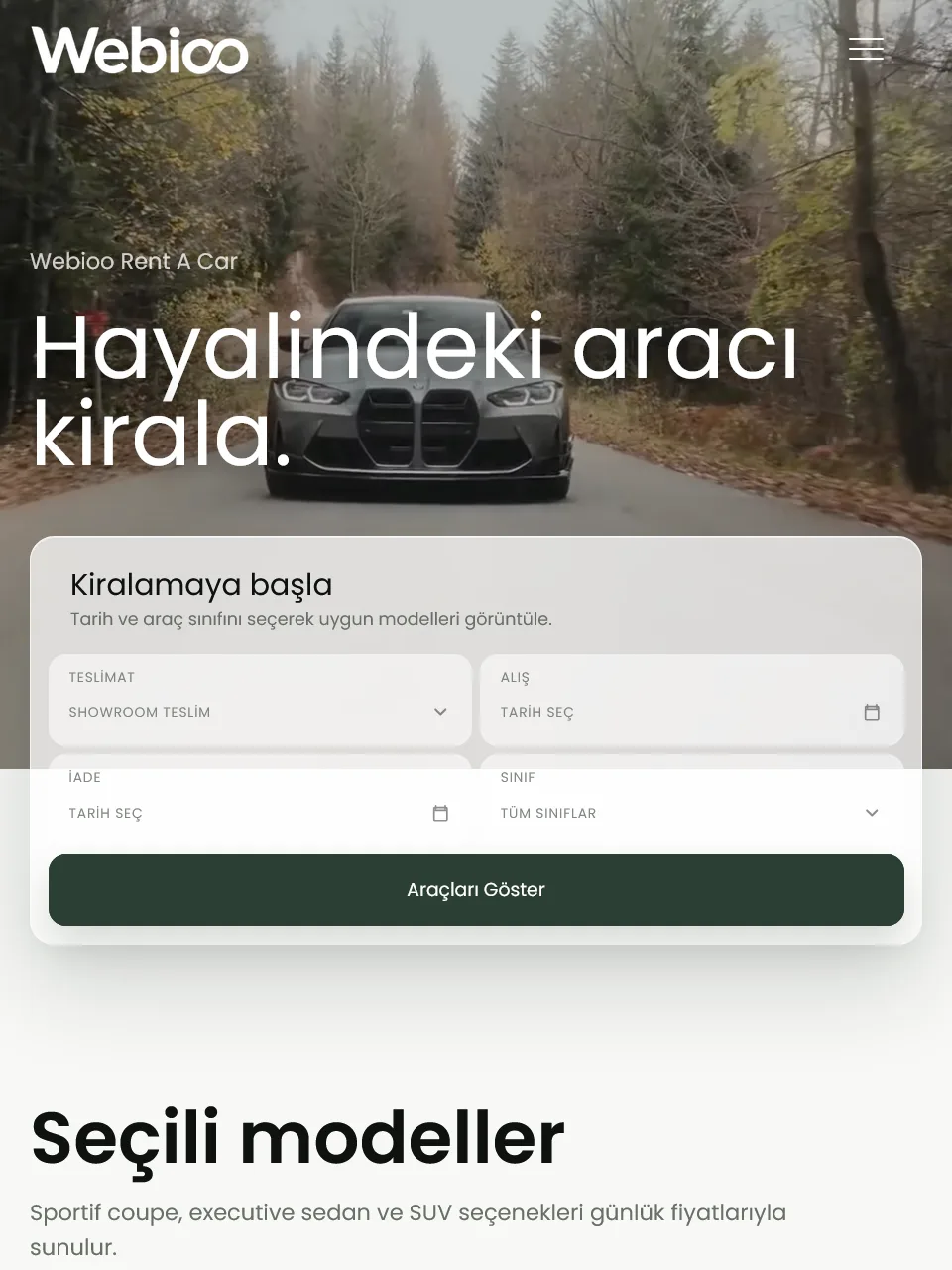 Webioo Rent A Car Şablonu - Tablet Gorunum