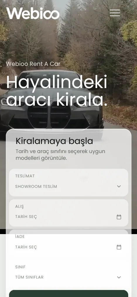 Webioo Rent A Car Şablonu - Mobil Gorunum