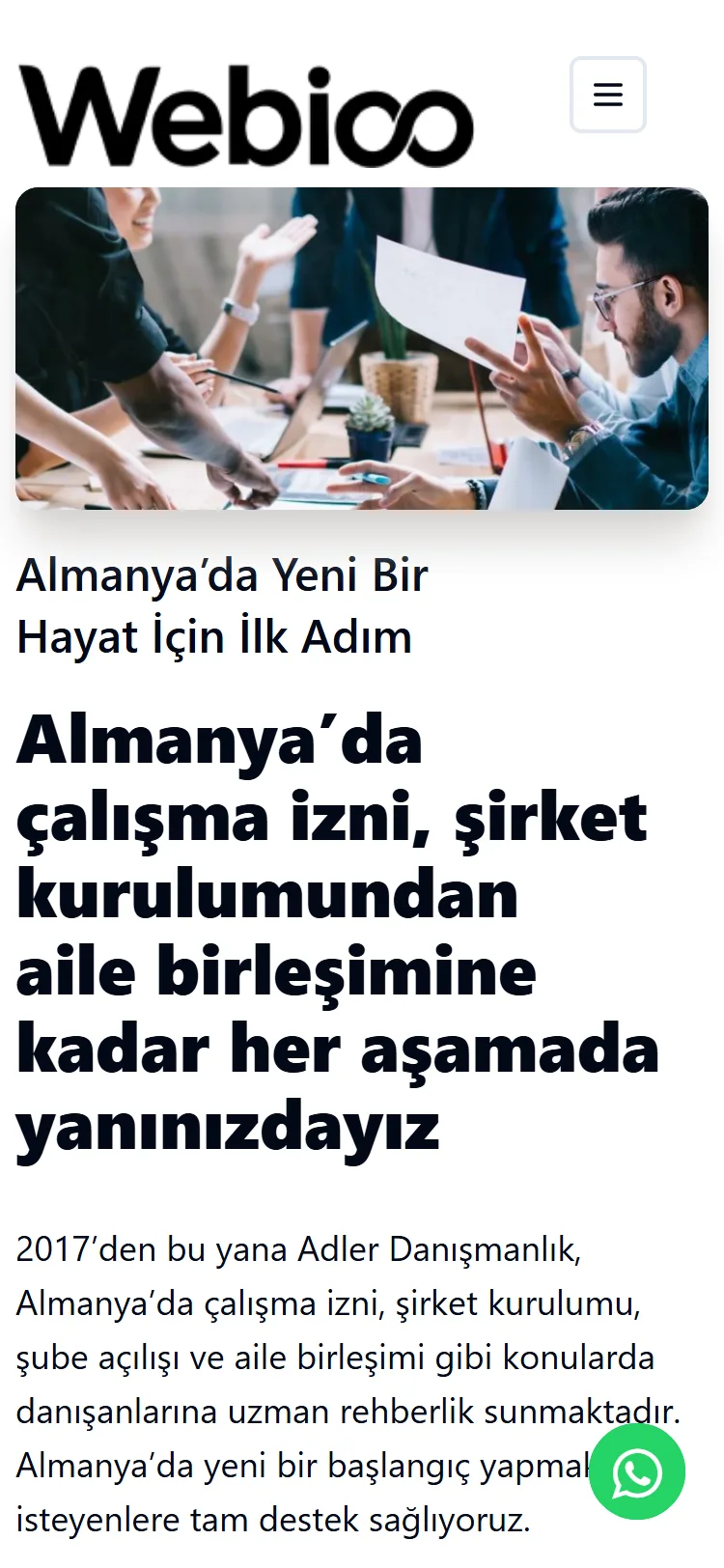 Webioo Danışmanlık Şablonu - Mobil Gorunum