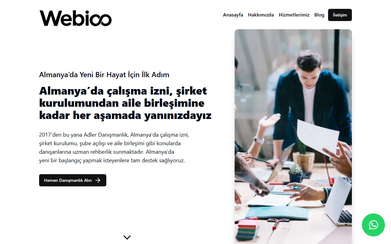Webioo Danışmanlık Şablonu - Masaustu Gorunum