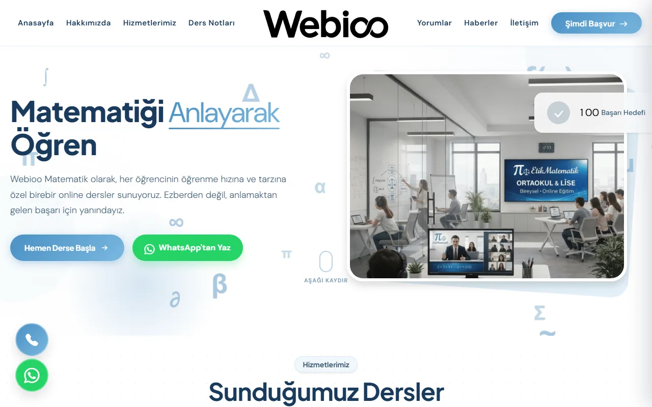 Webioo Ders Şablonu - Masaustu Gorunum