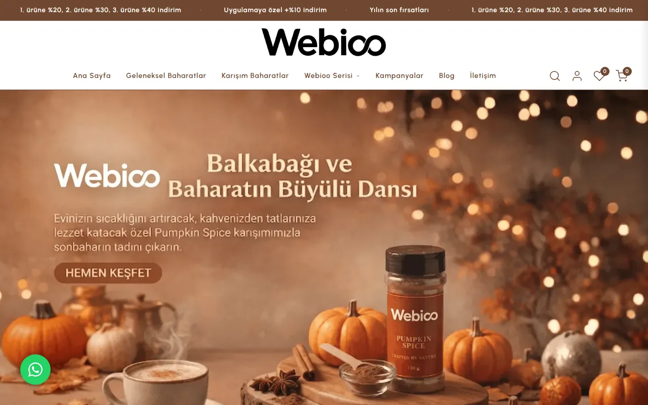 Webioo E Ticaret Şablonu - Masaustu Gorunum