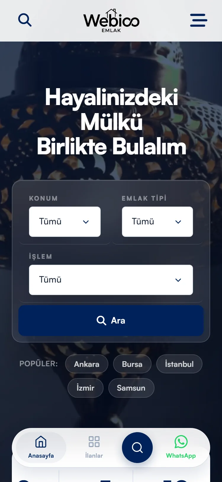 Webioo Emlak Şablonu - Mobil Gorunum