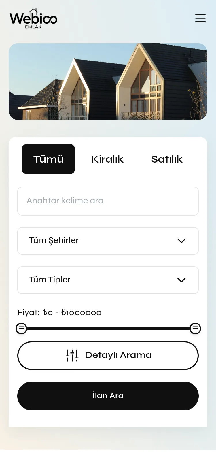 Webioo Emlak Şablonu - Mobil Gorunum