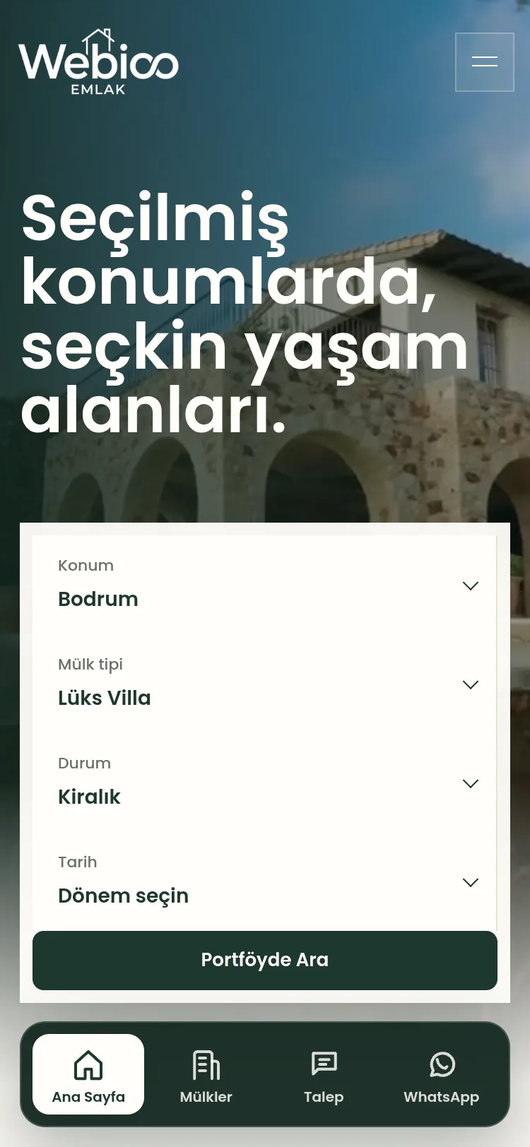 Webioo Emlak Şablonu - Mobil Gorunum