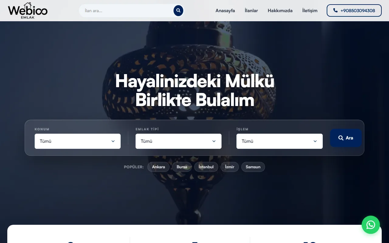 Webioo Emlak Şablonu - Masaustu Gorunum
