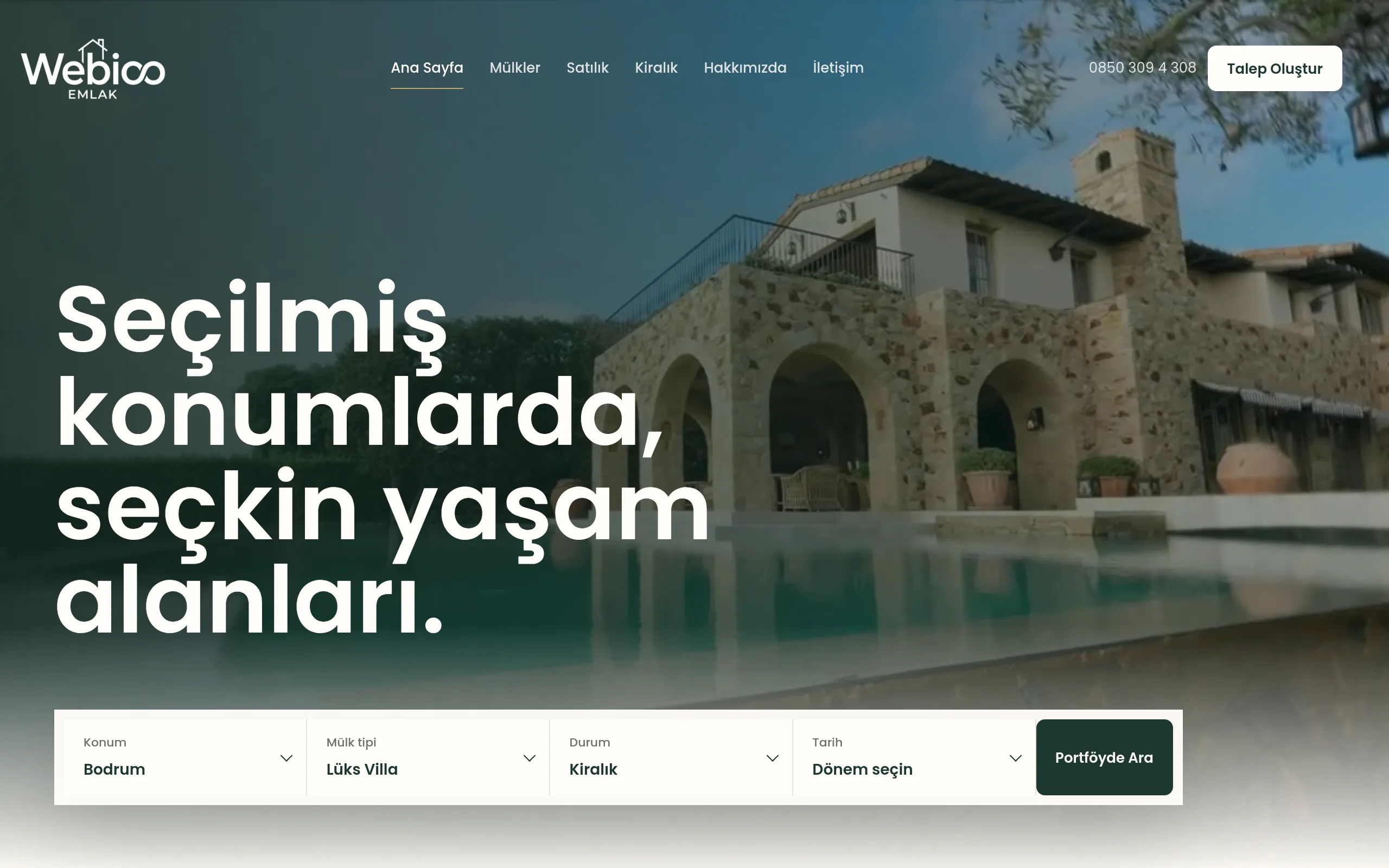 Webioo Emlak Şablonu - Masaustu Gorunum