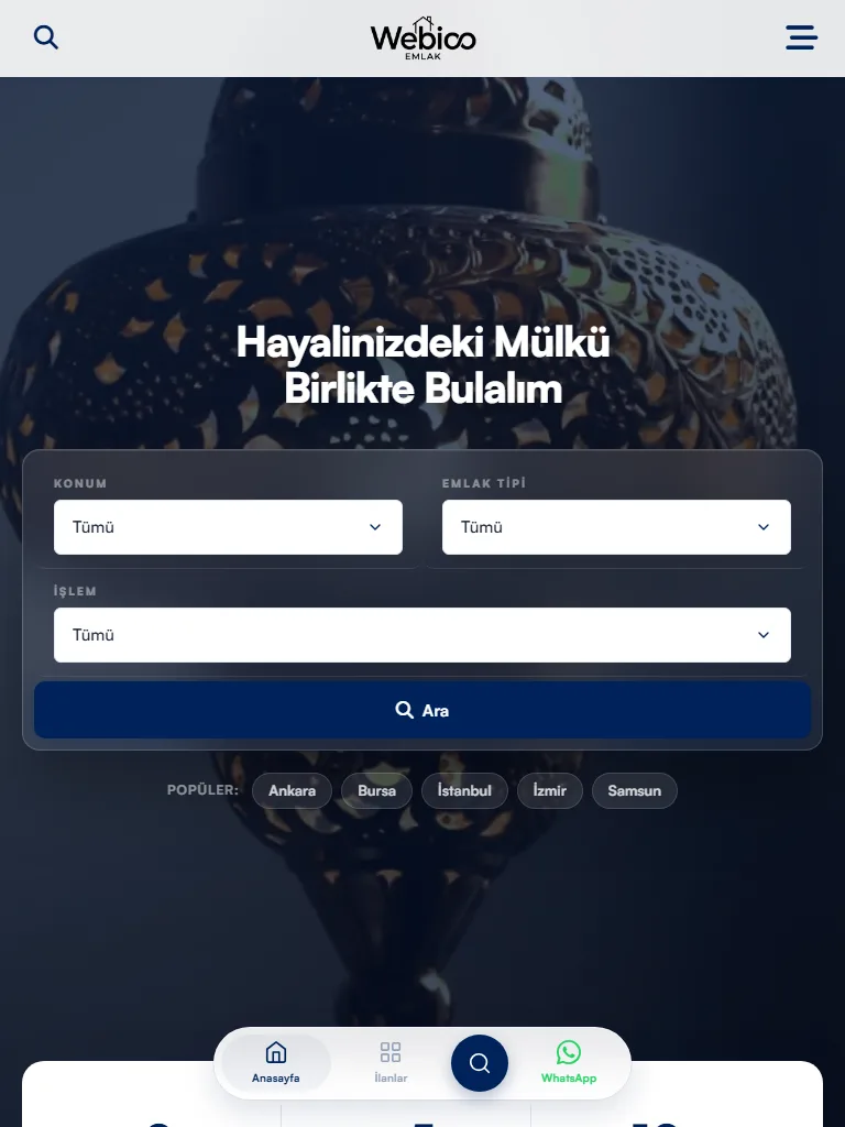 Webioo Emlak Şablonu - Tablet Gorunum