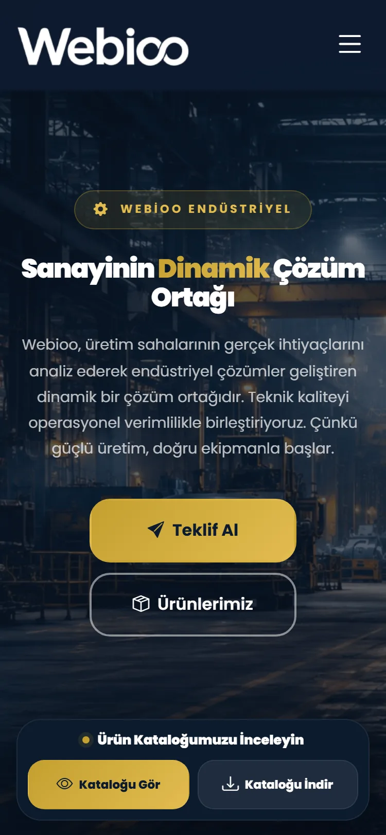 Webioo Endüstriyel Şablonu - Mobil Gorunum