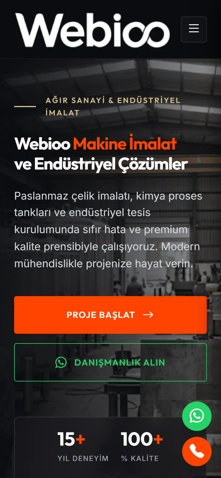 Webioo Endüstriyel Şablonu - Mobil Gorunum