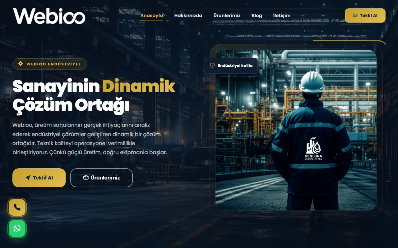Webioo Endüstriyel Şablonu - Masaustu Gorunum