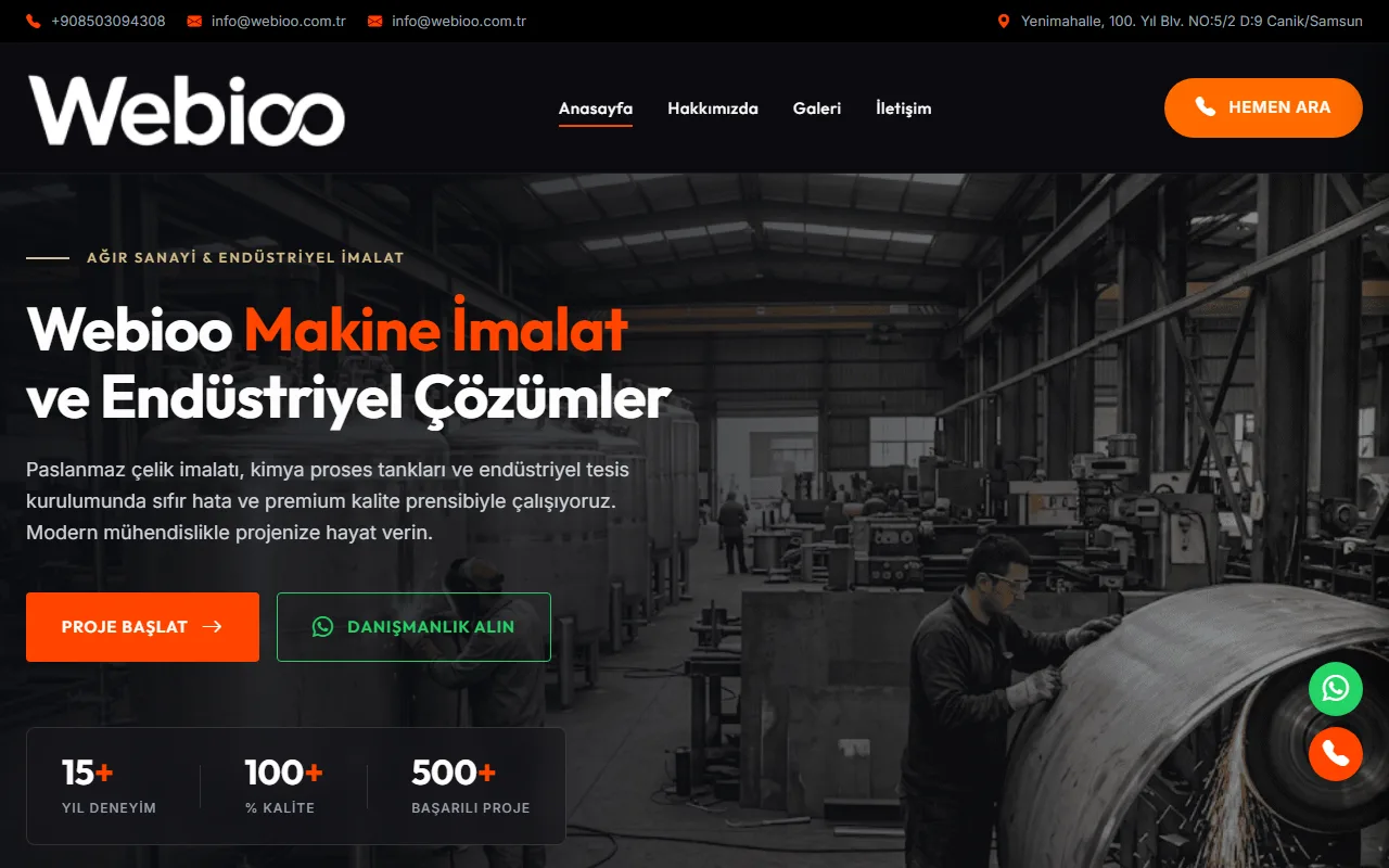 Webioo Endüstriyel Şablonu - Masaustu Gorunum