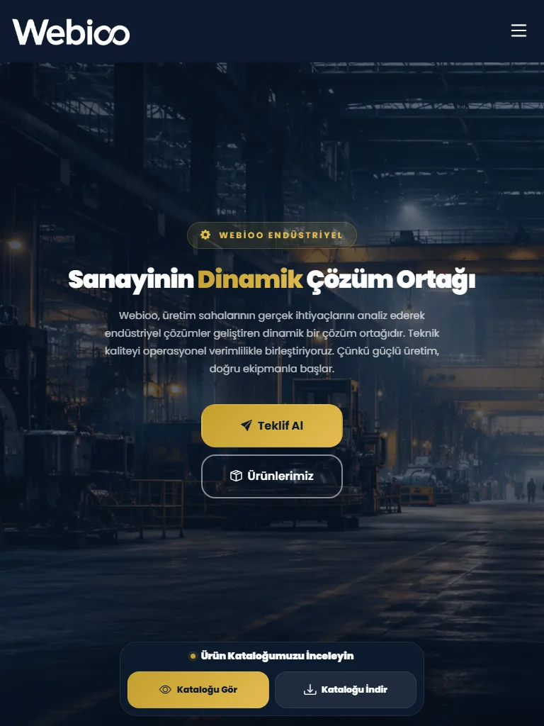 Webioo Endüstriyel Şablonu - Tablet Gorunum