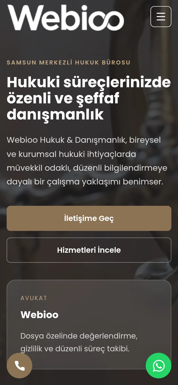 Webioo Hukuk Şablonu - Mobil Gorunum