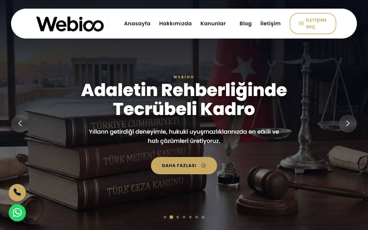 Webioo Hukuk Şablonu - Masaustu Gorunum