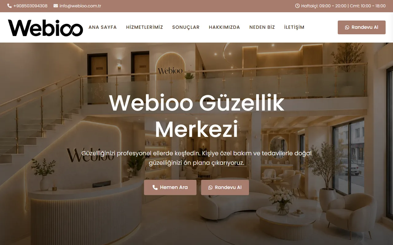 Webioo Kişisel Bakım Şablonu - Masaustu Gorunum