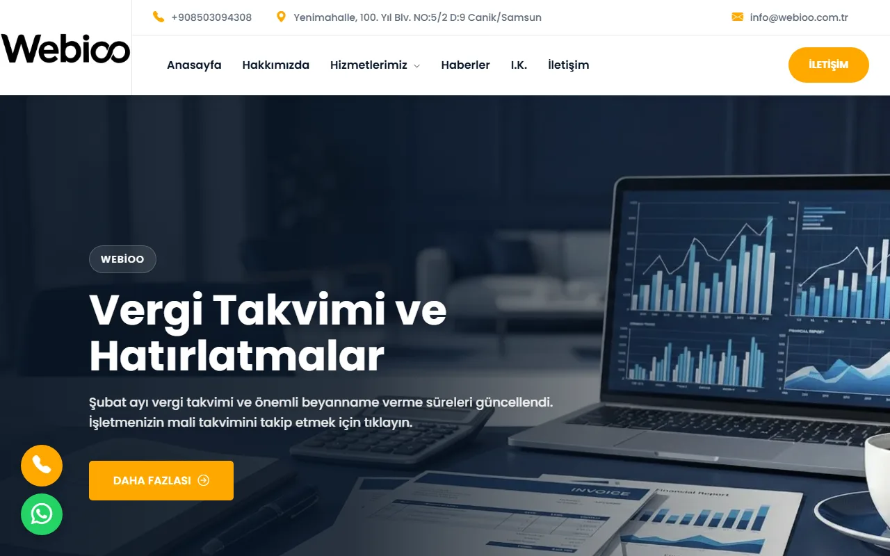 Webioo Muhasebe Şablonu - Masaustu Gorunum