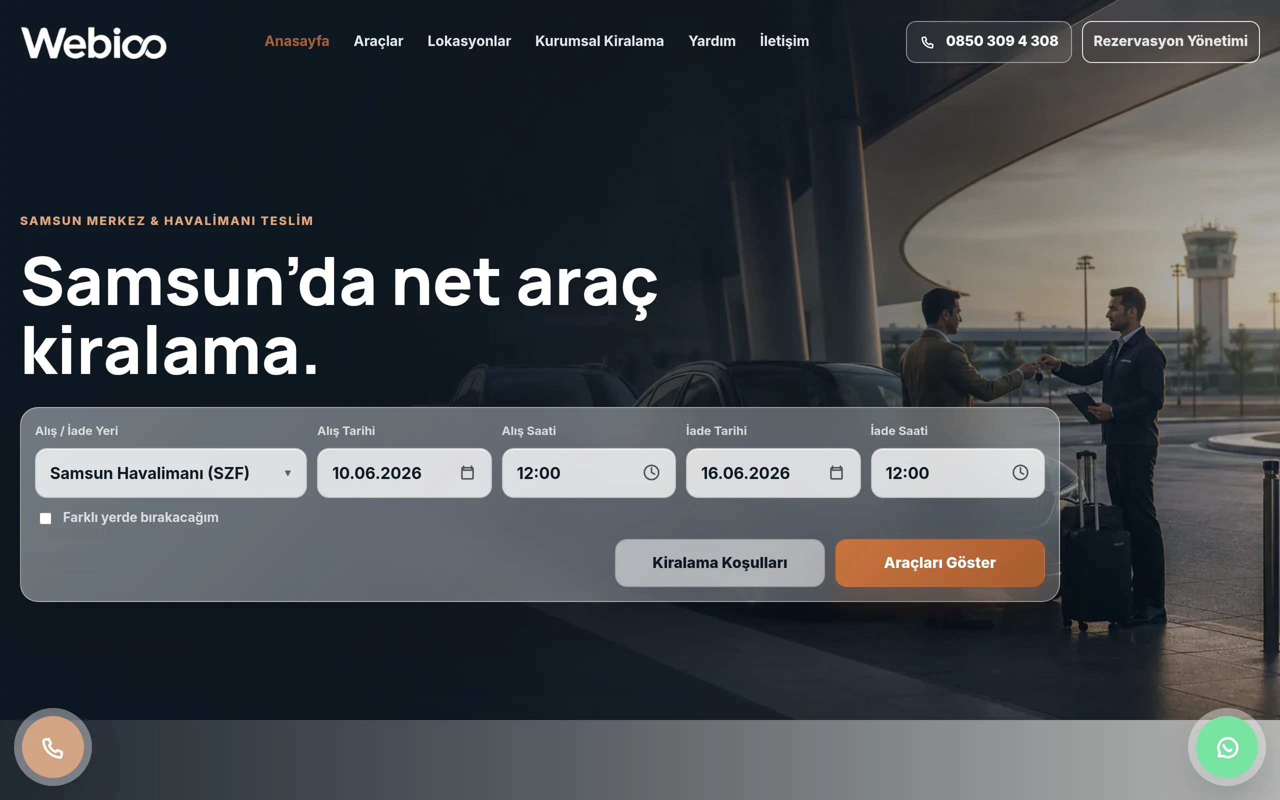 Webioo Rent A Car Şablonu - Masaustu Gorunum