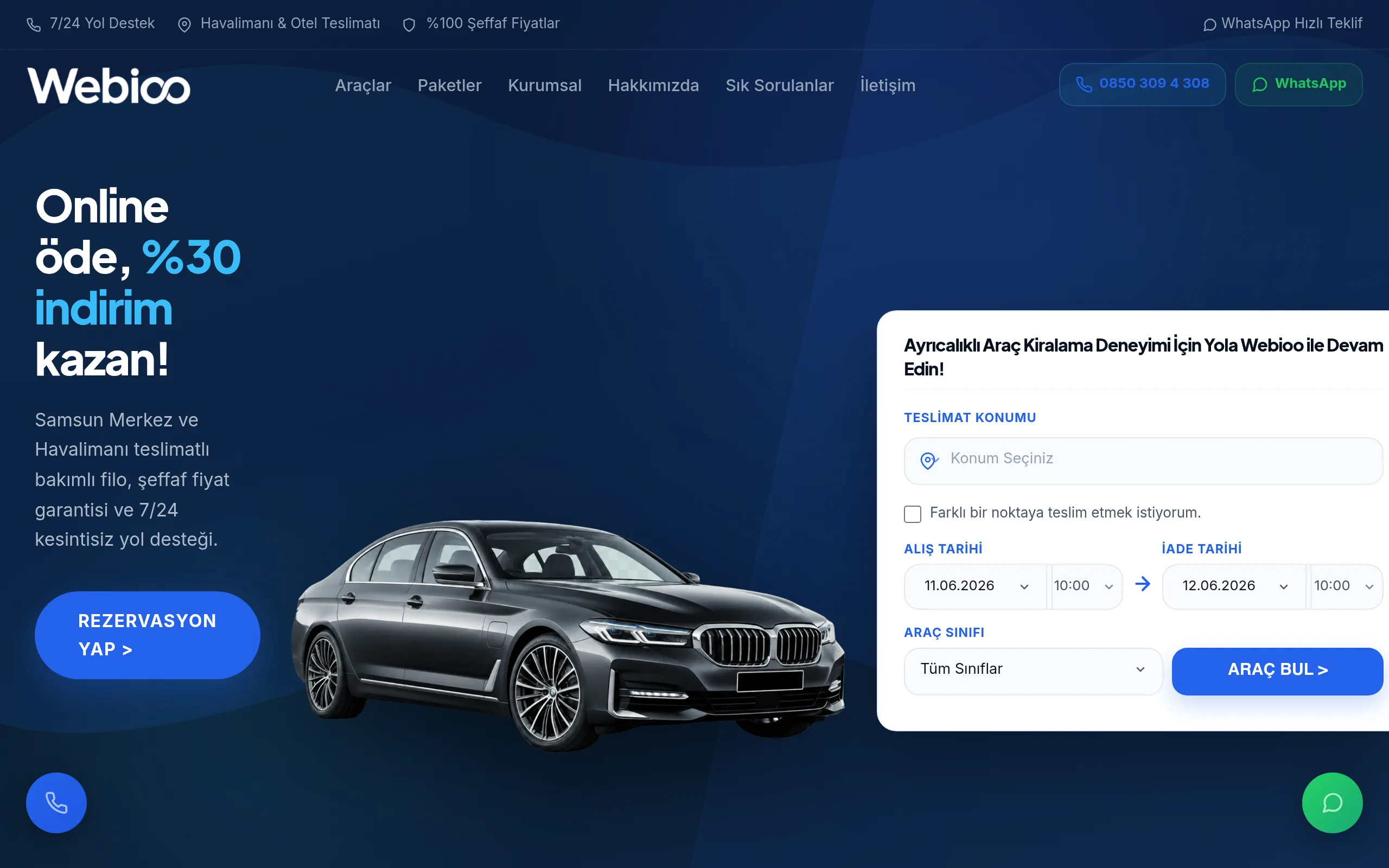 Webioo Rent A Car Şablonu - Masaustu Gorunum