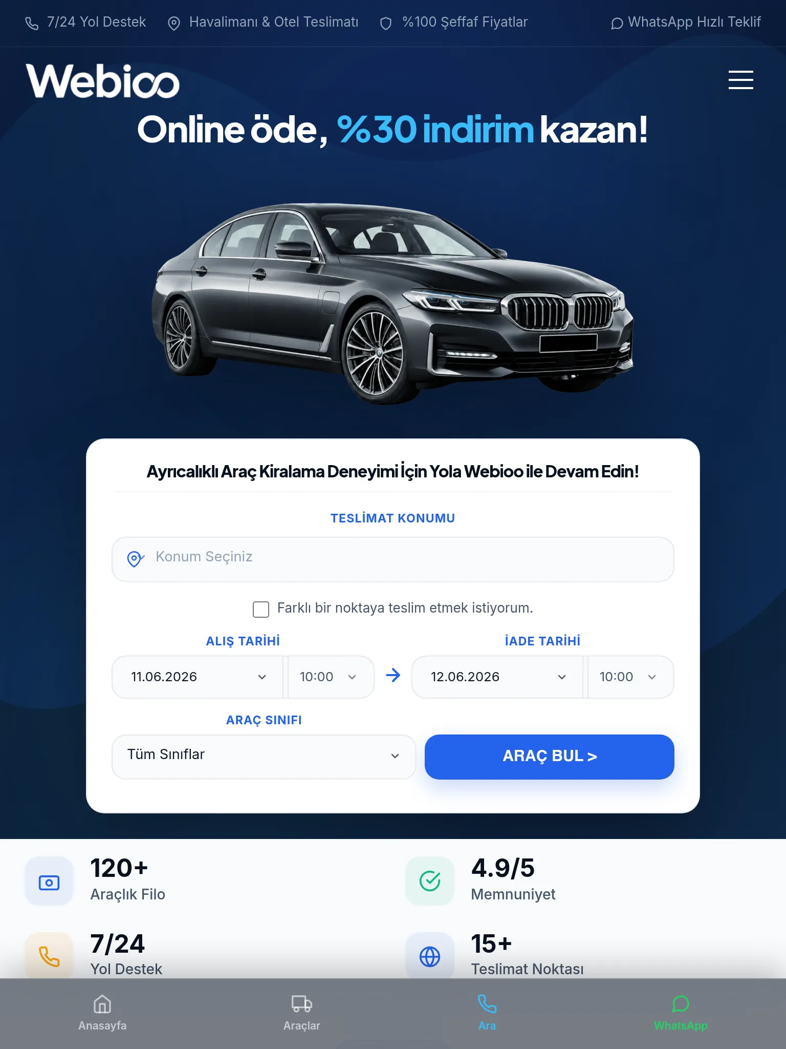 Webioo Rent A Car Şablonu - Tablet Gorunum