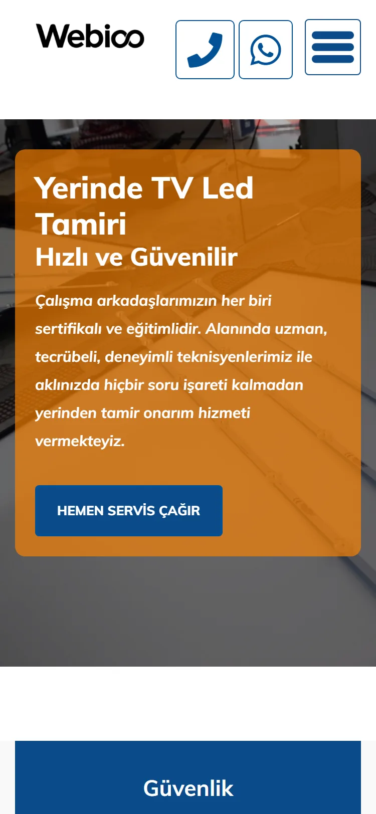 Webioo Tamir & Tadilat Şablonu - Mobil Gorunum