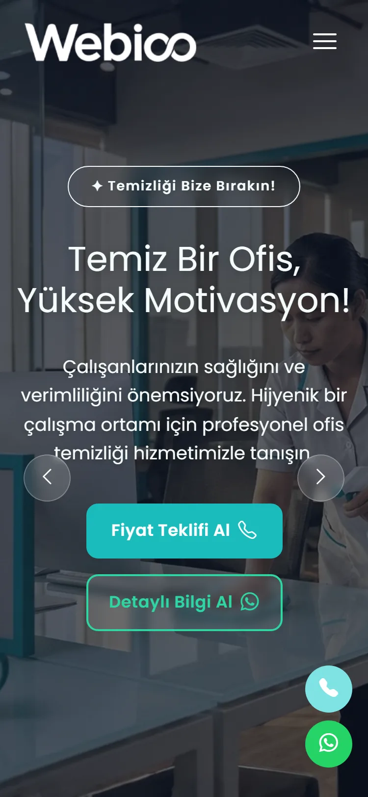 Webioo Temizlik Şablonu - Mobil Gorunum