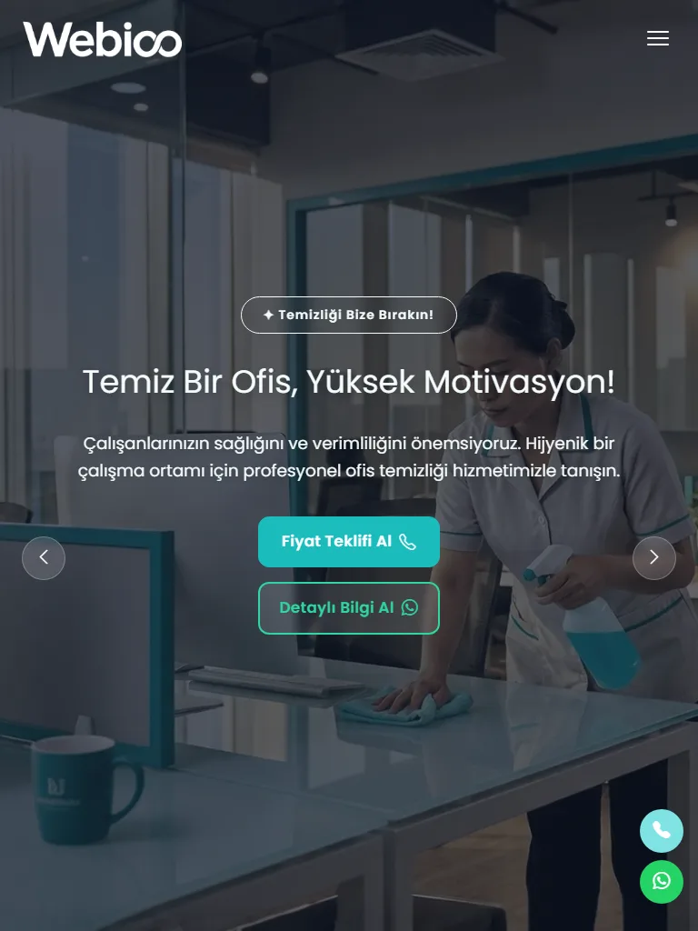 Webioo Temizlik Şablonu - Tablet Gorunum